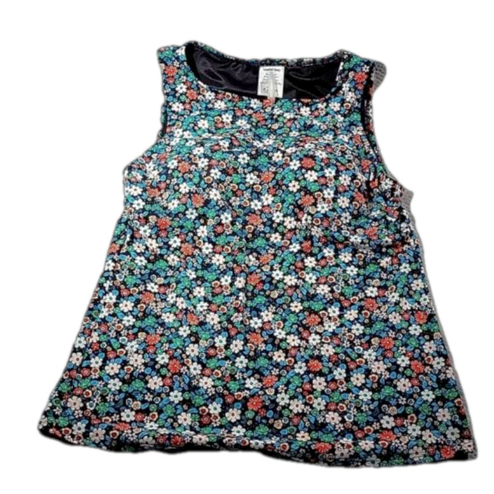 Land's End Black Red White Floral Tankini Bathing Suit Top 6P Mint Condition